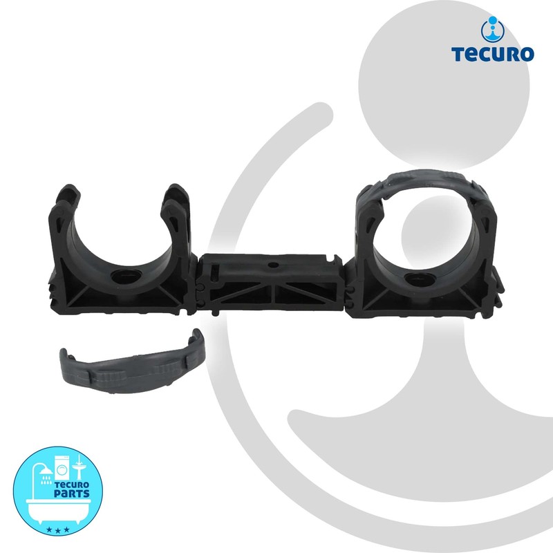tecuro Pipe Clamp 75 mm Black PP Pipe Clamp for