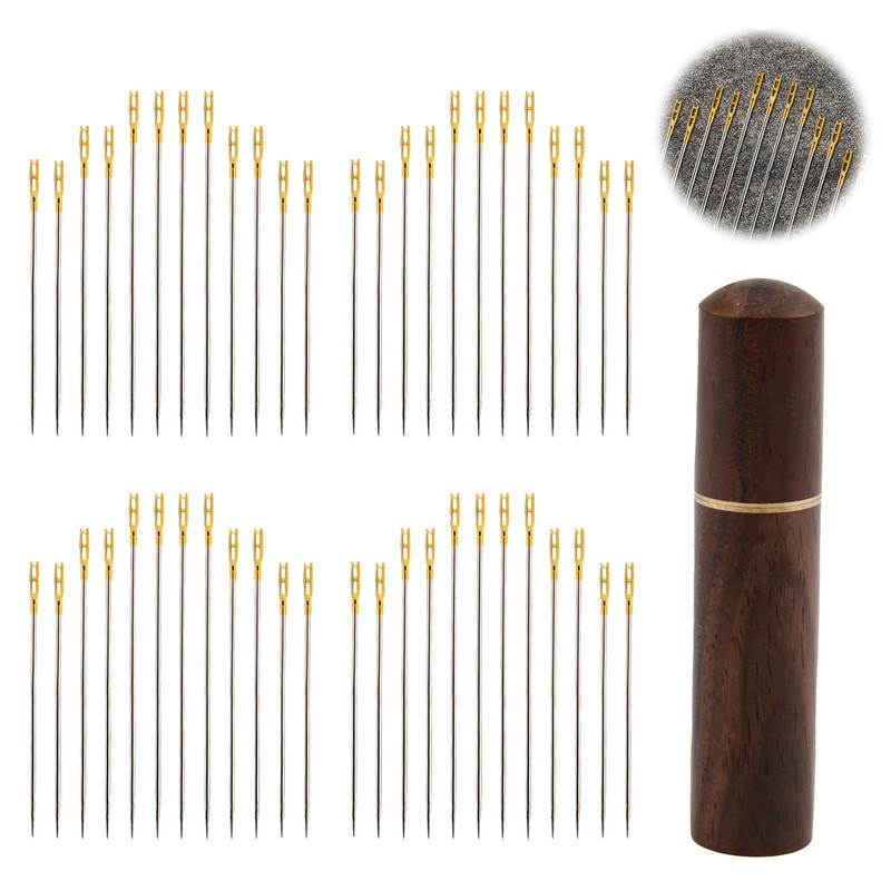 48PCS Self Threading Sewing Needles Set,Easy Thread Needles for Hand