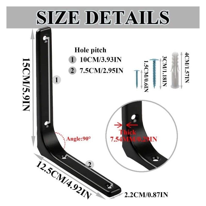 8 pcs Shelf Bracket , Triangle Support Wall Hanging,Space-Saving DIY