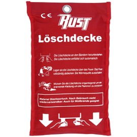 Rust Fire Blanket Emergency Equipment 100 x 100 cm Immediate Use Ideal for Kitchen, Barbecue, Car and Camping According to DIN EN 1869