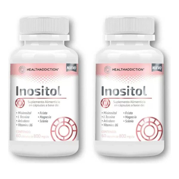 Suplemento Inositol Healthaddiction 2 Pack 120 Cápsulas Sabor Sin Sabor