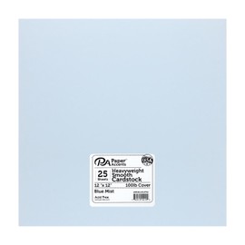 PA Paper Accents Heavyweight Smooth Cardstock 12" x 12" Blue Mist, 100lb Colored cardstock Paper for Card Making, Scrapbooking, Printing, Quilling and Crafts, 25 Piece Pack