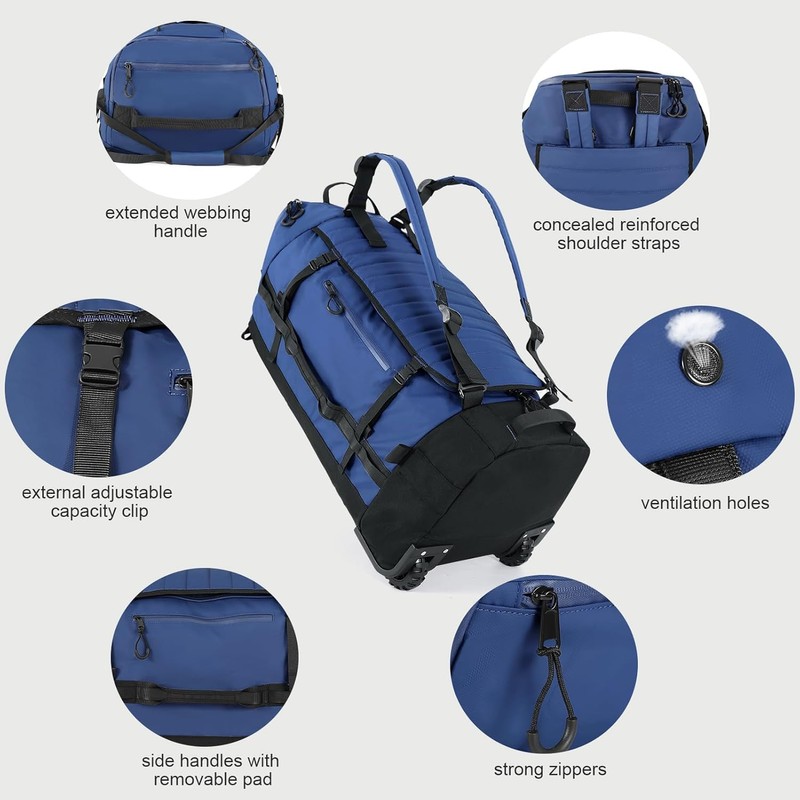 Rolling Duffle Bag with Wheels,86L 30”Carry on Luggage with Wheels,Folding