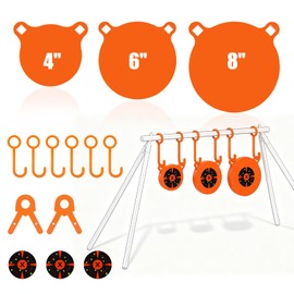 AR500 Steel Target Combo Set - 3/8" Thick Gong Shooting Targets, Heavy-Duty Outdoor Range Practice for 1" OD Conduit