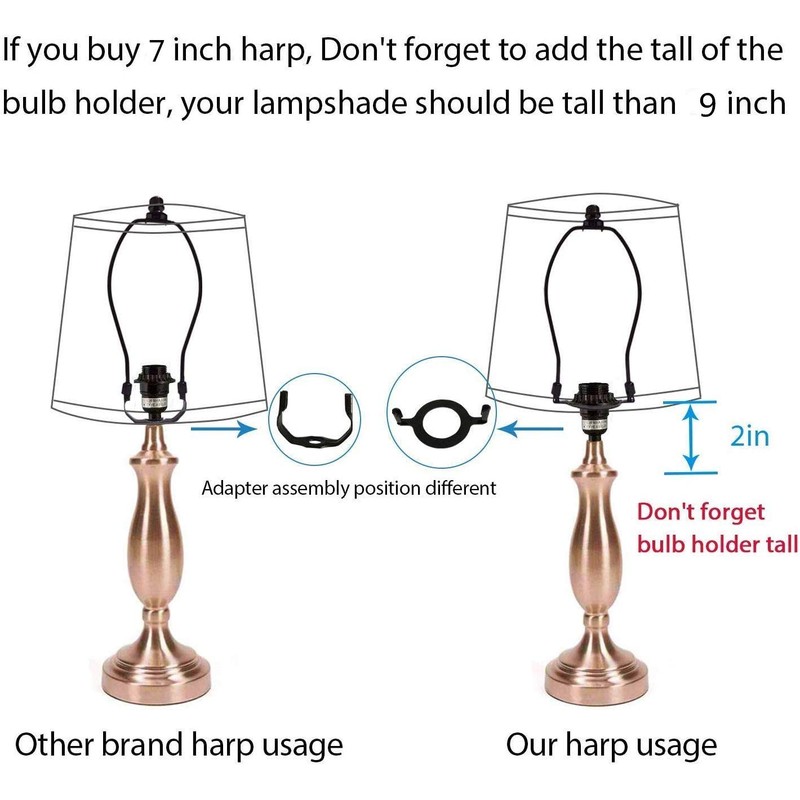 7" Lamp Shade Harp Holder and E26 Light Base UNO