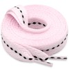 WEGOODZF Flat Fat Sneakers Shoelaces: 2 Pair 3/5Inch Pink Black Extra Wide Thick Shoe Laces 47 inch