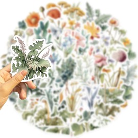 50 Pcs Vintage Botanical Stickers Set – Beautiful Floral and Plant Illustrations for Laptops, Water Bottles, Notebooks, and More