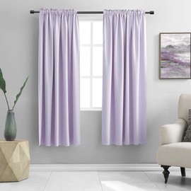 DONREN Light Purple Curtains for Bedroom - Room Darkening Thermal Insulated Rod Pocket Curtains for Living Room (42.5" x 63" Length, 1 Pair)