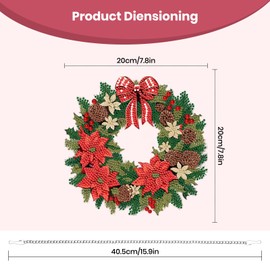 Qukle Wreath Diamond Painting Kits Hanging Pendant, Special Shaped Crystal DIY Flowers Diamond Art Hanging Sign Double-Sided Pattern Gem Painting Window Door Ornament, Box Package