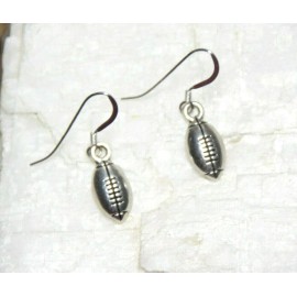 "Handmade" Football Earrings Pig Skin .925 sterling silver Hooks Pewter Charms Dangle