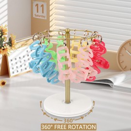 Planetgreen Claw Clip Organizer - 360-Degree Rotating Hair Clip Holder, Metal Display Stand for 16 Clips, Space-Saving Storage for Women & Girls, Perfect for Bathroom & Bedroom
