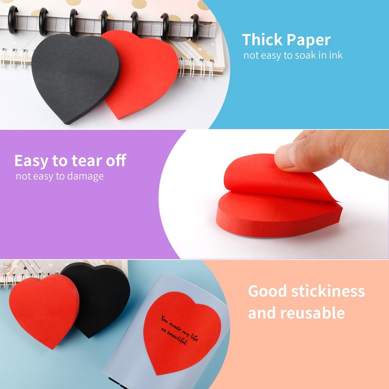 100 Sheets Heart Self-Sticky Notes - Super Sticky - Ideal