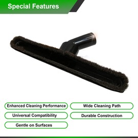 Upgraded Vacuum Floor Brush for Universal Vacuum Cleaners with 1 ¼ inch (1.25'') (32mm) Inner Diameter with Horse Hair Soft Bristles 10” Wide Black (1 Brush Only)
