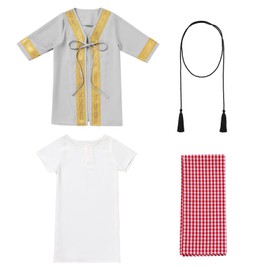 ABEWIP Newborn Baby Boy Muslim Abaya Sets Outfits Black Gold Kaftan White T Shirt Red Turban Arabic Dubai Outfits Grey 12-24M