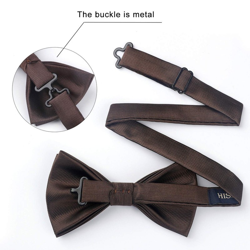 HISDERN Bow Tie Pre-Tied Men's Bow Tie with Pocket Square
