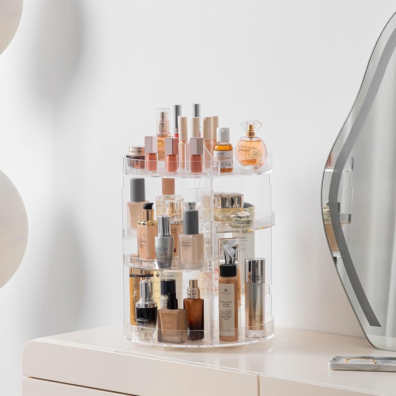 HBlife 360 Rotating Makeup Organizer Plus Size Adjustable Carousel Large
