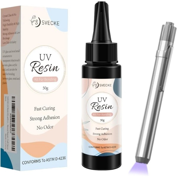 Branded UV Resin Kit with Light, 50G UV Glue Kit