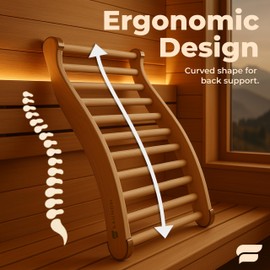 SAUNOM Premium Ergonomic Sauna Backrest with 100% Natural Pine Wood and Non-Slip Pads – Curved & Splinter-Free Design for Superior Comfort – Perfect Sauna Backrest Infrared for All Sauna Types