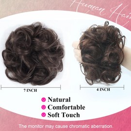 Unipearl 100% Real Hair Messy Hairpiece Bun for Women Scrunchies Updo Hair Extensions for Women Girls (#2 Brown)