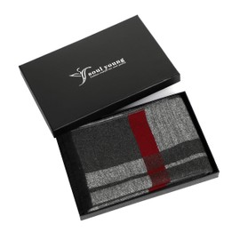 soul young Men's Autumn Cotton Checked Scarf Winter Boys Warm Long Scarf with Luxurious Gift Box Disposable Packaging