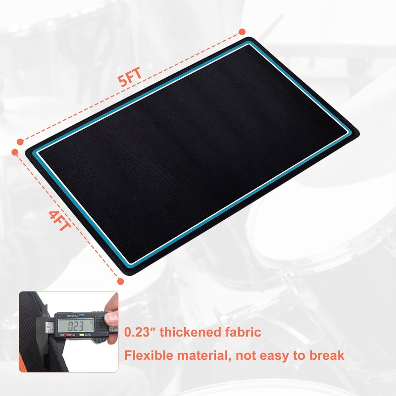 Drum Rug, 4 x 5 Ft Drum Mat with Non-Slip