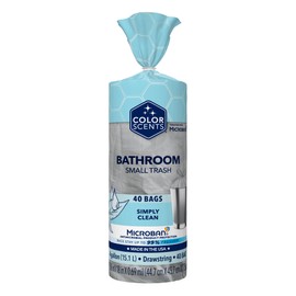 Color Scents Small Trash Bags - 4 Gallon, 40 Bags (1 Pack of 40 Count), Drawstring - Silver bag in Linen Fresh Scent with Microban