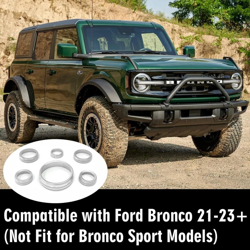 CyanStone 6x Knob Trims for Bronco 21+, Aluminum Bronco Knob