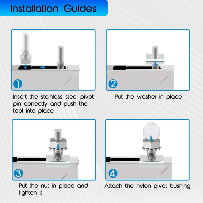 Shower Door Pivot Lnstallation Kit Set with Pin and Bushing