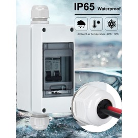 DIHOOL 20 Amp Circuit Breaker with DIN Rail Box, DC Disconnect Solar Switch 400V