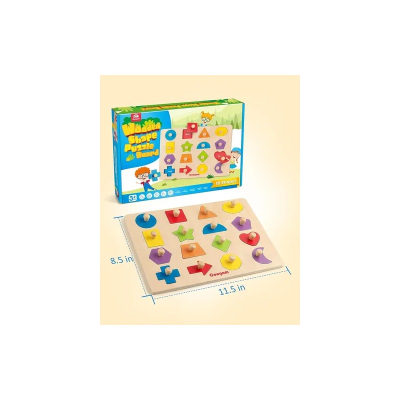 Puzzle De Clavijas De Madera Coogam Montessori, Tablero De C
