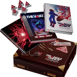 Modiphius Entertainment: Triangle Agency: Normal Briefcase Collection - RPG Box Set, 3 Books & 6 Dice, Core Rules, Missions, Content, Roleplaying Game