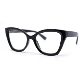SA106 Womens Classy Oversized Thick Plastic Cat Eye Reading Glasses Black +3.50