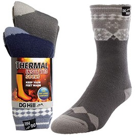 DG Hill (2pk) Mens Thick Heat Trapping Insulated Boot Thermal Socks Pack Warm Winter Crew For Cold Weather