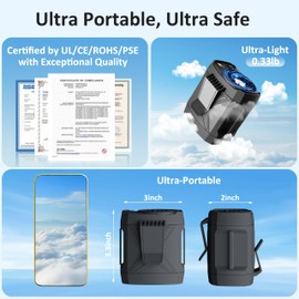 Portable Clip On Fan for Under Shirt, Waist Fan Clip On Belt, 4-in-1 Rechargeable Body Fans with LED Light, Phone Stand, Fast Charging 4-Speed Hip Personal Fans for Baby, Mowing, Work, Kitchen, Truck