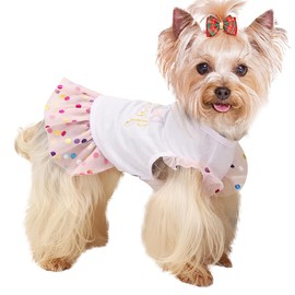 Yikeyo Dog Clothes Girl Dog Dress Small Dogs Puppy Dresses Pet Dress Shirt Female Yorkie Chihuahua Cat Sequin Tulle Dress Birthday Party Lace Costume Tutu Skirt Apparel Outfit (Pink，M)
