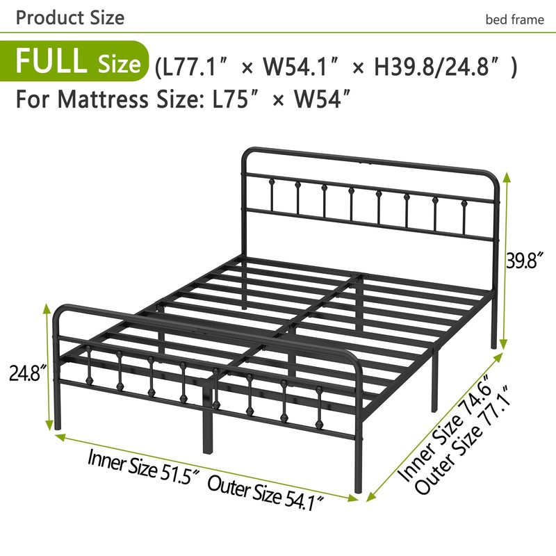 Kujielan Metal Bed Frame - Structurally Stable Heavy Duty Steel