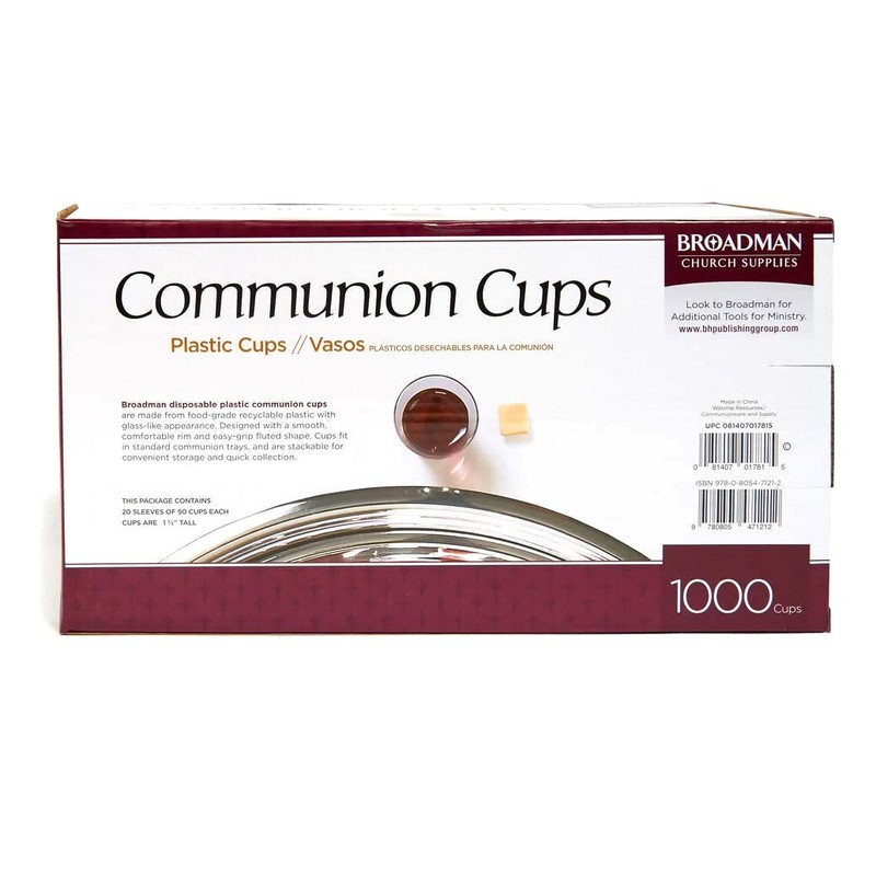 BROADMAN CHURCH SUPPLIES Plastic, Disposable, Recyclable Communion Cups, 1000 Count