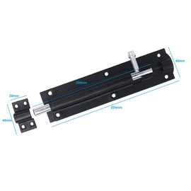 TERF® Heavy Duty Tower Door Bolt Barrel Slide Lock Bolt Black 200mm [8''] Door Latch with Screws Ideal for Internal and External Strong Doors Locks for Bedroom Shed Garage Garden Gate - Pack of 2