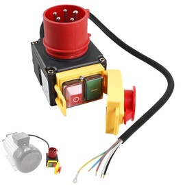 Afenau KEDU KOA7 Motor Protection Switch, 400 V, 3-Phase Emergency Stop Switch, Machine Switch, Device Switch with Phase Inverter and 60 cm Cable, Plug Switch with CEE Plug for Wood Splitter
