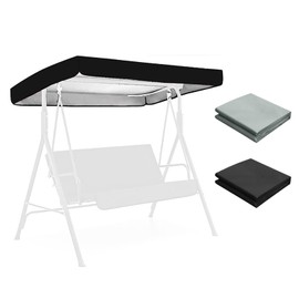 Hollywoodschaukel Dachbezug, 213 x 122 x 18cm, Dachbezug Sitzbezug, 190T Oxford-Tuch Hollywoodschaukel Ersatzdach 3 Sitzer, für Garten Schaukel Dachplane Ersatzdach, UV-Schutz Sonnendach, Schwarz