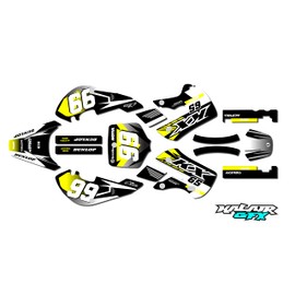 Kalair GFX Graphics Kit for Kawasaki KX65 (1999-2024) Turbo Series Yellow 16 Mil-Dirt Pit Bike Motorcycle Stickers,Dirtbike Racing Decal Automotive Motocross Accessories no Plastics