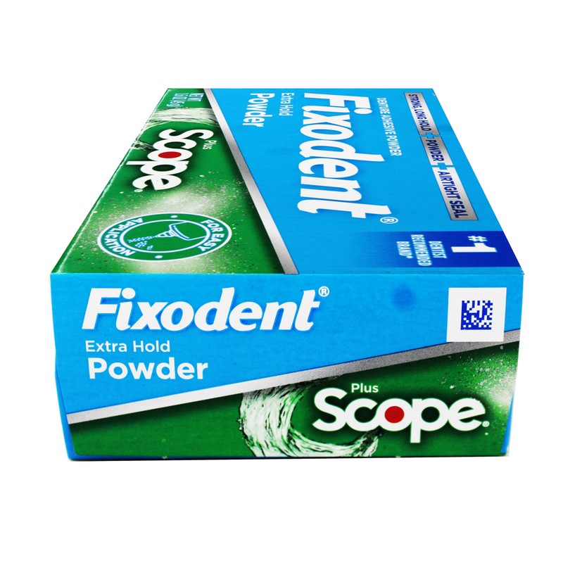 Fixodent Denture Adhesive Powder, Extra Strong, Plus Scope, Strong, Long