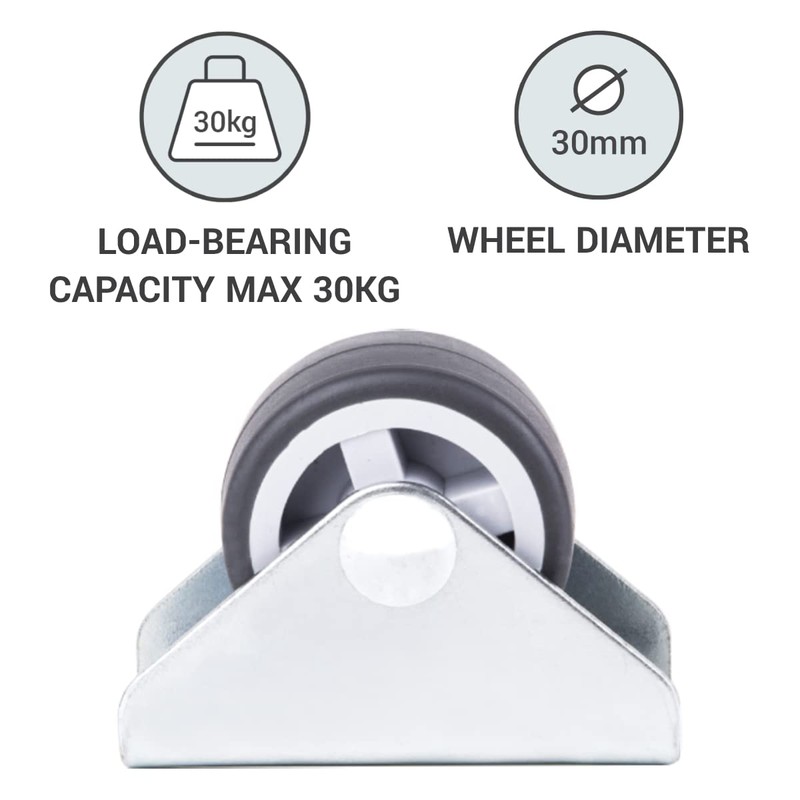SKIR'CO Pack of 4 Small 30 mm Furniture Castors Rubber