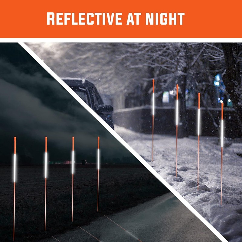 100 Pack - 72" Driveway Markers 5/16", Snow Stakes, Plow