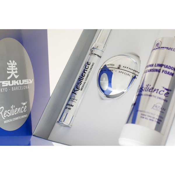 Utsukusy Resilience Set - Best Anti-Wrinkle Treatment - Face Cream, Intensive Serum and Facial Cleanser - Effectively and Sustainably Reduces Wrinkles and Wrinkles