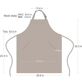 Khoji & Meeni Aprons with 2 Pockets Unisex Men Aprons Women Aprons for Home Kitchen, Restaurant, Coffee house Adjustable neck strap, long side straps, thick twill cotton blend (LATTE)