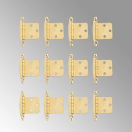 Renovators Supply Manufacturing Solid Brass Cabinet Door Hinge With Hardware 2 3/4 In. Tarnish Resistant Brass Flush Mount Kitchen Cabinet Hinge, Pack Of 12