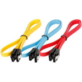 Poppstar SET – 3x S-ATA 3 Cable SATA 3 HDD/SSD PREMIUM Data Cable with 2x 7-pin Clip-Plug straight each/Length: 0.5m / Fast Data Transmission up to 6 GBit/s / Colors: Yellow, Red, Blue