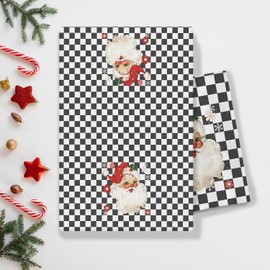 Christmas Retro Christmas Santa Hand Towels for Bathroom, Christmas Plaid Dish Towels for Kitchen, Vintage Santa Decor for Bathroom, 16x24 Inches