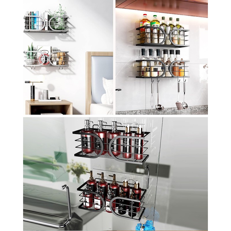Adurei Shower Caddy No Drill Adhesive Wall Mounted SUS304 Stainless